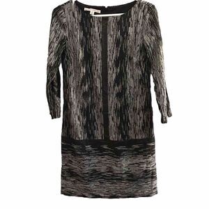 Maggy London Black Abstract Print Faux Leather Details Shift Dress Size 4